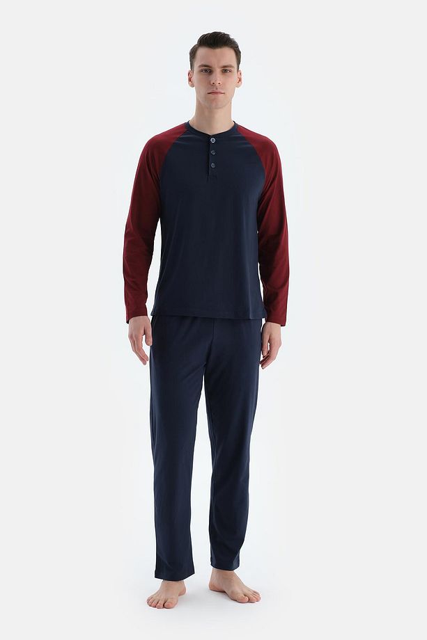 Lacivert Erkek Reglan Kol Pijama Takımı - 4