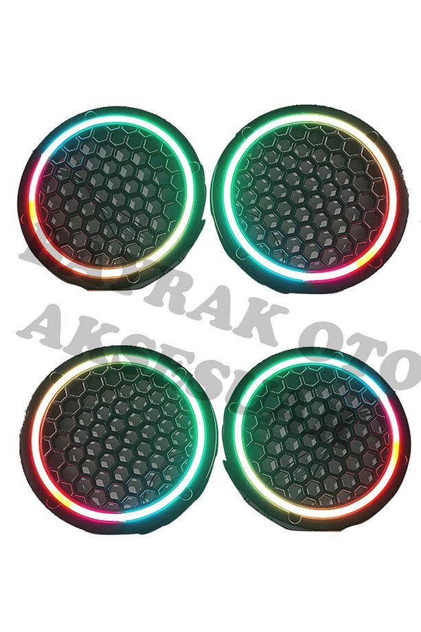Pixel Kayar Ledli 16cm Midrange Kapağı Neon Led Işıklı Kumanda Kontrollü 16cm Uyumlu 358 Modlu - 3