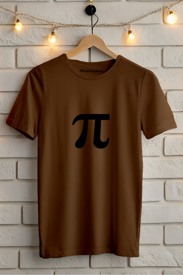 Black Color Pi Printed Crew Neck Short Sleeve Unisex Tee