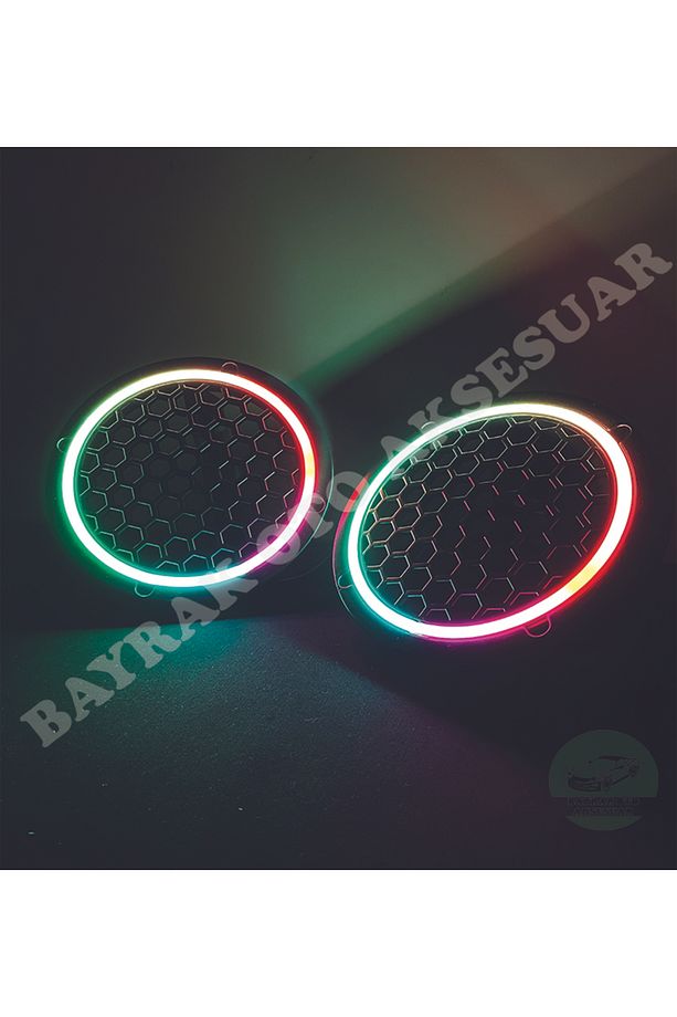 Pixel Kayar Ledli 16cm Midrange Kapağı Neon Led Işıklı Kumanda Kontrollü 16cm Uyumlu 358 Modlu - 6