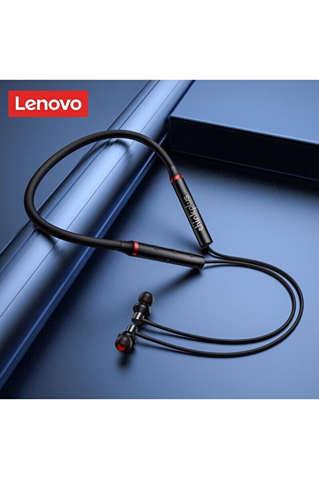 سماعات أذن لاسلكية لينوفو HE05X 2 تعمل بتقنية البلوتوث 5.0 حول الرقبة، باللون الأسود، مع سماعة أذن مغناطيسية حول الرقبة - 1