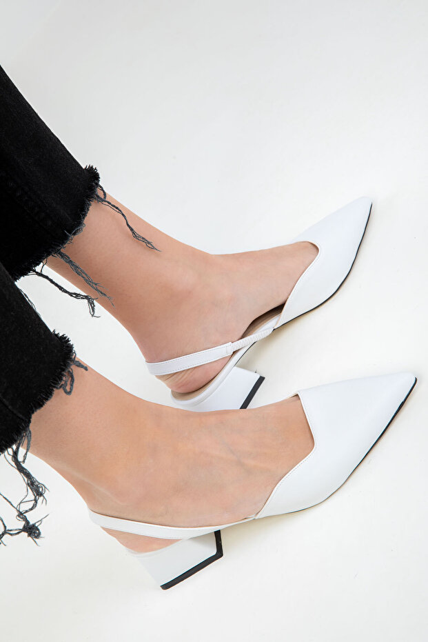 White Women's Classic Heeled Shoes 20318