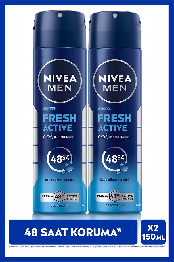MEN Erkek Sprey Deodorant Fresh Active 150ml, Ter Kokusuna Karşı 48 Saat Koruma, X2 Adet - 1