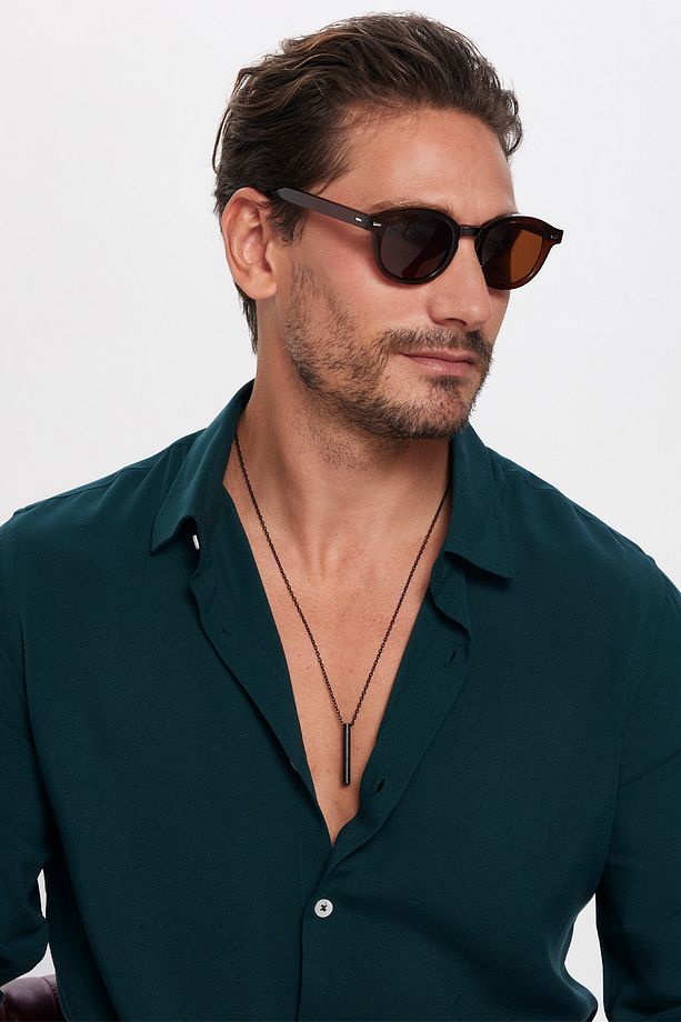 Slim Fit Uzun Kollu Dar Kesim Dökümlü Viskon Şık Erkek Yeşil Gömlek - 1