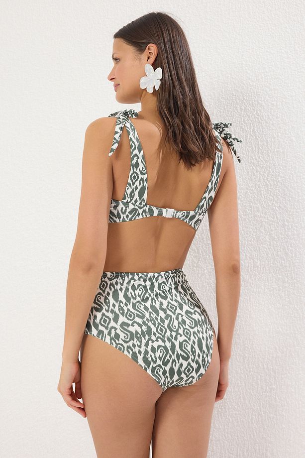 Etnik Desenli Bağlamalı Yüksek Bel Hipster Core Bikini Altı TBESS24BA00133 - 4