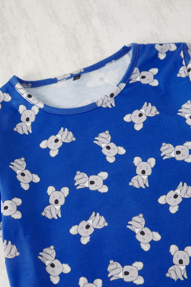 Mavi Erkek Çocuk Baskılı Kısa Kol T-Shirt-Şort Pijama Takımı TKDSS25PT00011 - 4