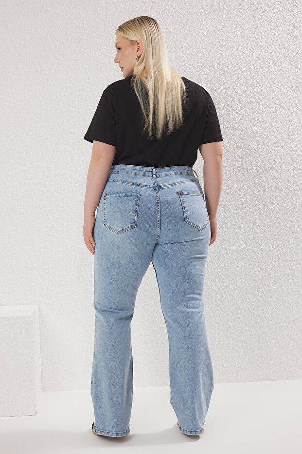 Mavi Yüksek Bel Comfort İspanyol Paça Flare Fit Jeans TBBSS25CJ00015 - 9