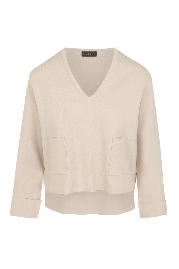 BEJ V YAKA TRİKO - 1