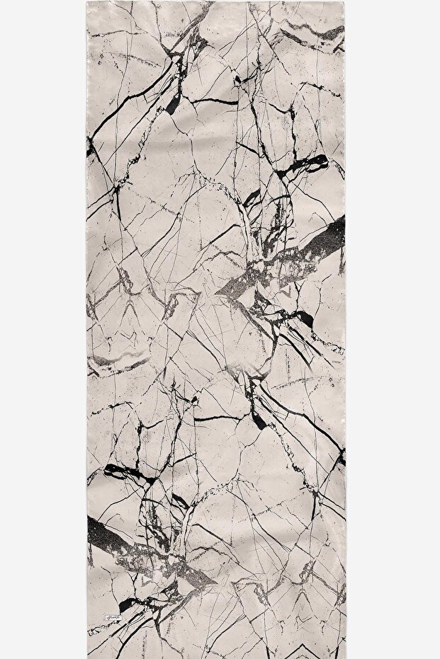 شال قطن أبيض - نمط رخامي - 4