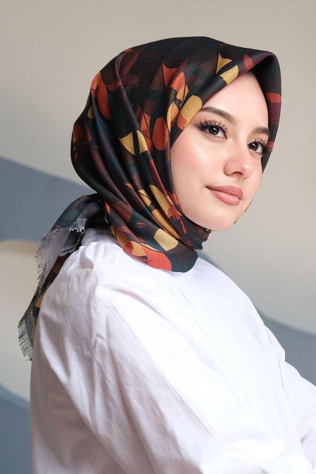 Leaf Pattern Yellow Cotton Scarf - 3