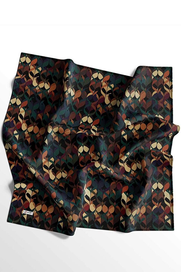 Leaf Pattern Yellow Cotton Scarf - 4