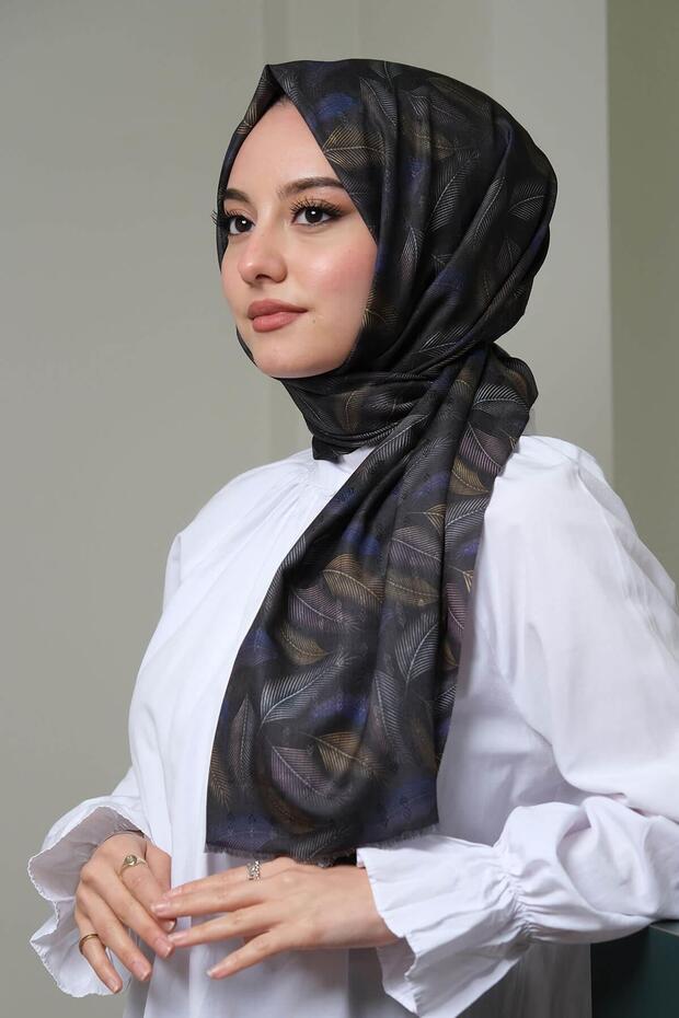 Dalgalı Desen Mor Pamuk Şal - 4