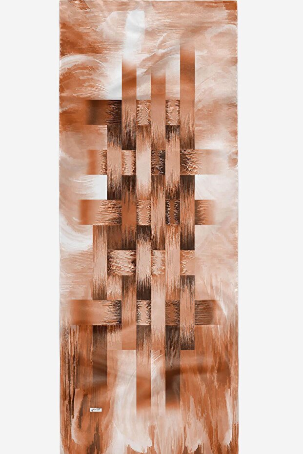 Light Patterned Brown Cotton Shawl - 7