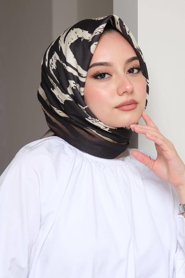 وشاح قطن أخضر بنقشة حمار وحشي - 2