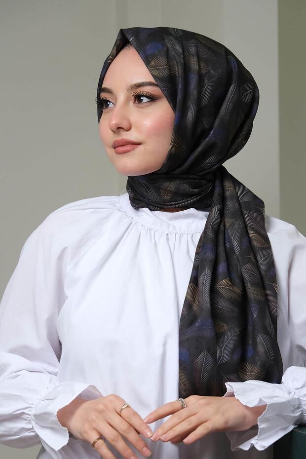 Dalgalı Desen Mor Pamuk Şal - 1