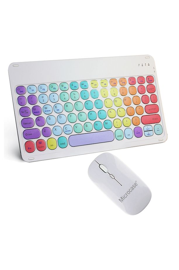 Tablet ve Telefonlar için Gökkuşağı Tasarım Bluetooth Klavye ve Mouse Set - AL5040 İNG - 1