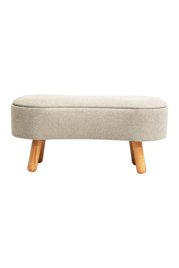 Scala Sandıklı Bohem Ahşap Ayaklı Puf/Bench, Sütlü Kahve - 3