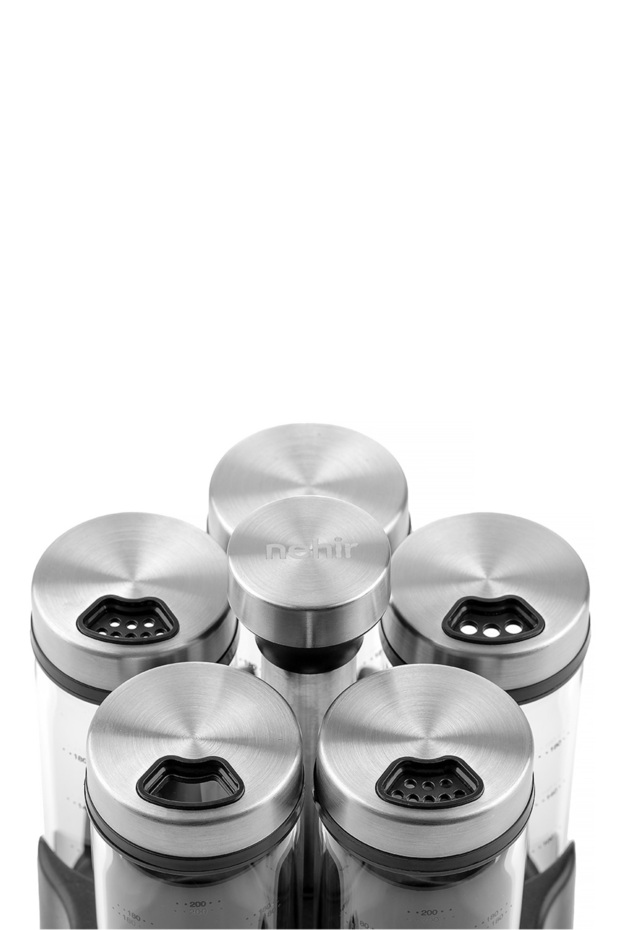 6 Piece Borosilicate Spice Jar Set with Rotating Stand - 2