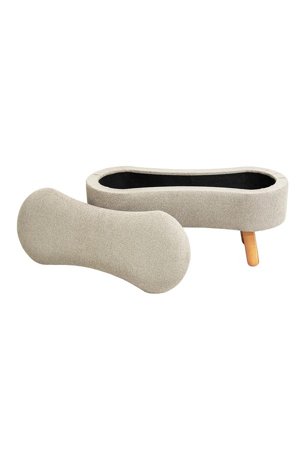 Scala Sandıklı Bohem Ahşap Ayaklı Puf/Bench, Sütlü Kahve - 2