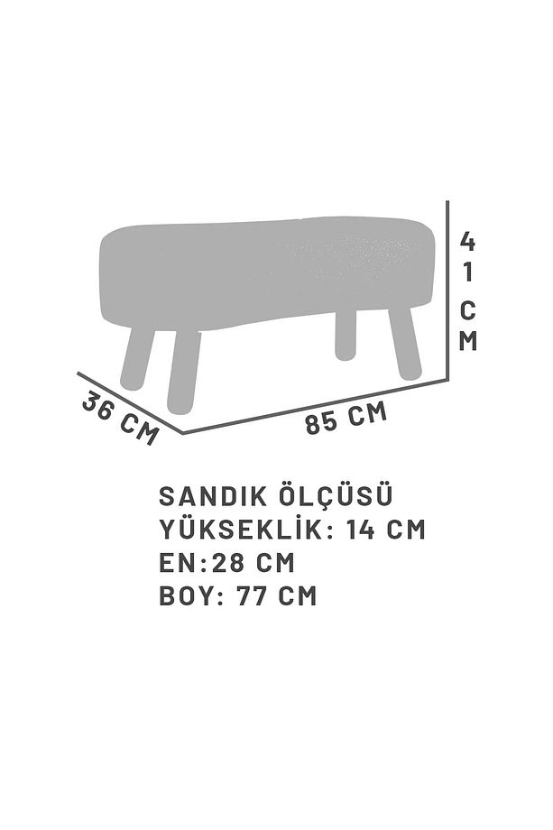 Scala Sandıklı Bohem Ahşap Ayaklı Puf/Bench, Sütlü Kahve - 4