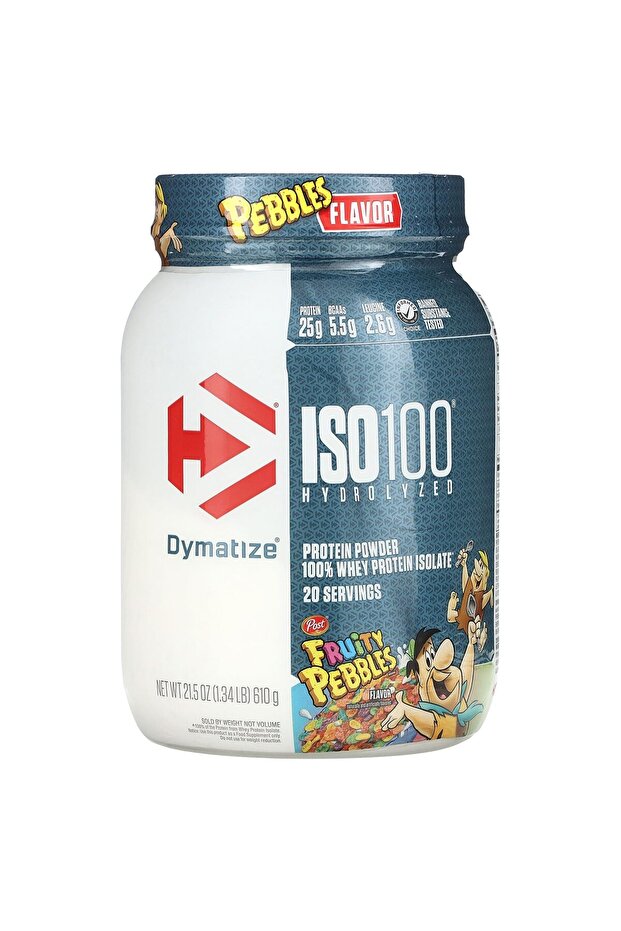ISO100 Whey Protein Isolate, Fruity Pebbles, 25g Protein, 20 Servings, 5.5g BCAAs, 120 Cal, GF