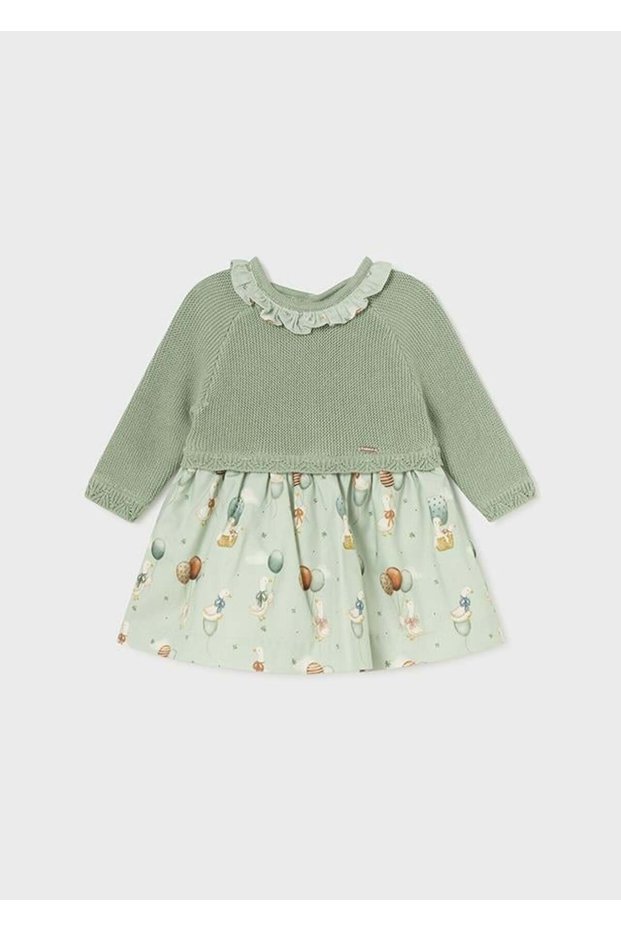 Baby Girl Knitwear Combination Dress Green 2886
