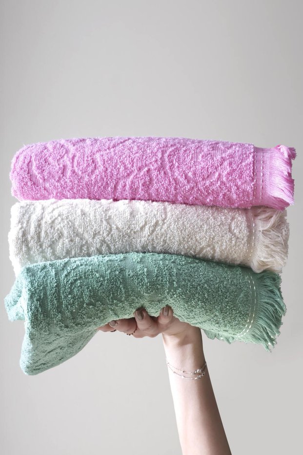 100% Cotton 3-Piece Fringed Towel - Bridal Towel Set | High Absorbency & Luxury Comfort