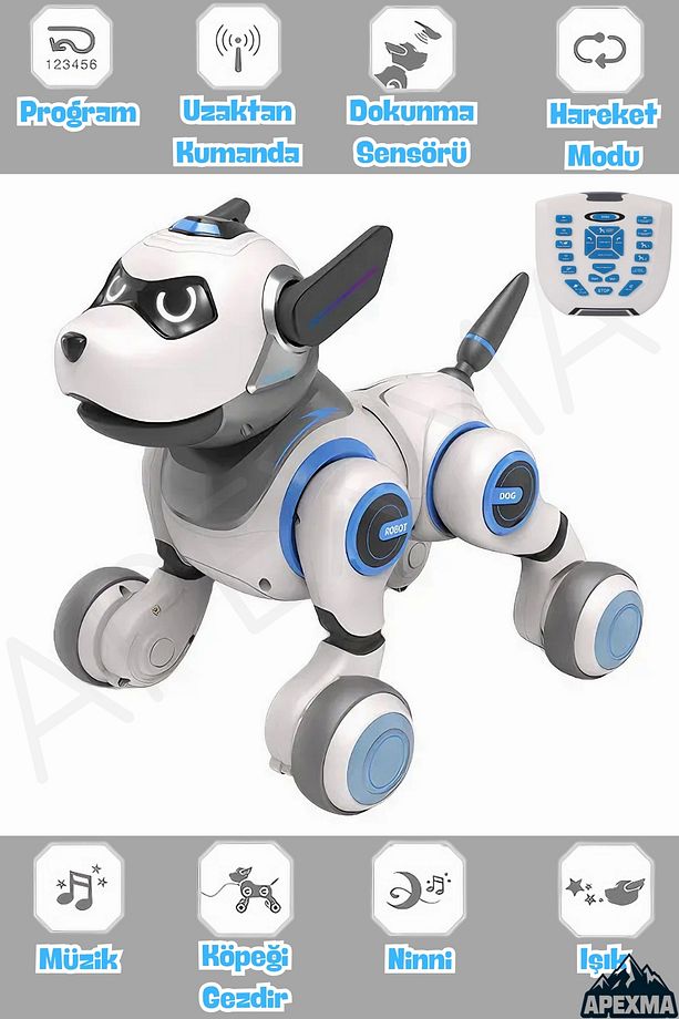 Oyuncak Uzaktan Kumandalı Şarjlı 22 Fonksiyonlu Dokunma Sensörlü Etkileşimli Akıllı Robot Köpek - 1