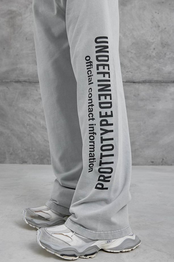Gri Yıkamalı Undefined Yazılı Baggy Eşofman Altı - 2