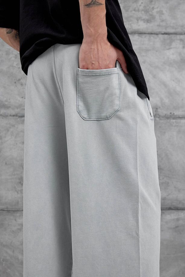 Gri Yıkamalı Undefined Yazılı Baggy Eşofman Altı - 5