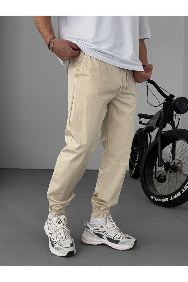 Bej Dizi Dikişli Gabardin Jogger YP-5018 - 4