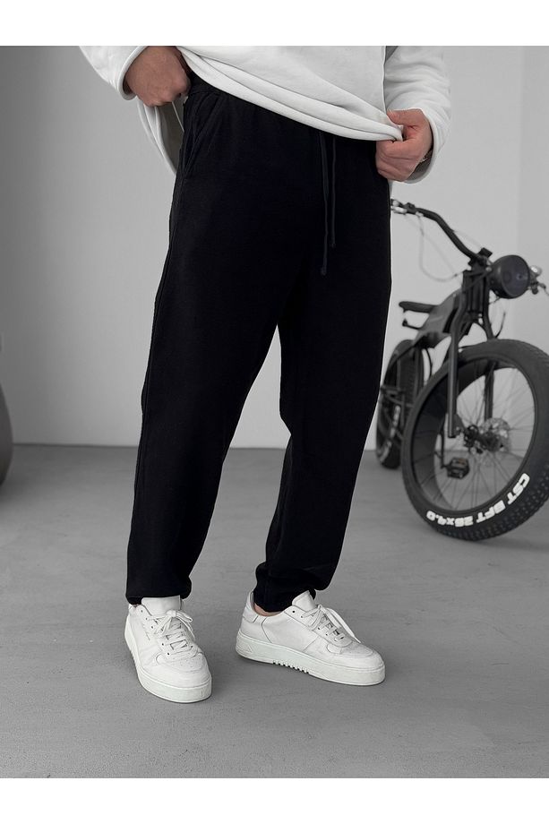 Siyah Regular Fit Diz Dikişli Pantolon YP-5010 - 4