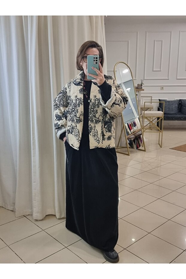 Patterned Kimono Coat Ecru - 3
