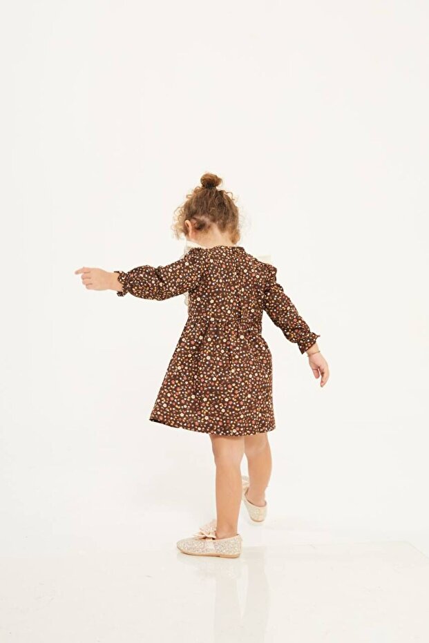 KIZ ÇOCUK ÇİÇEKLİ ELBİSE - 4