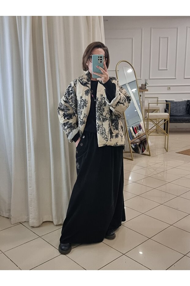 Patterned Kimono Coat Ecru - 1