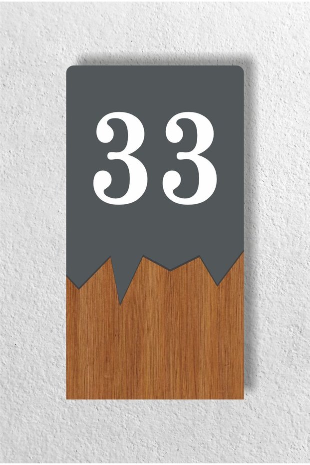 Vertical Metal Composite - Wooden Apartment - Apartment Hotel Office Door Number Anthracite - Door No33