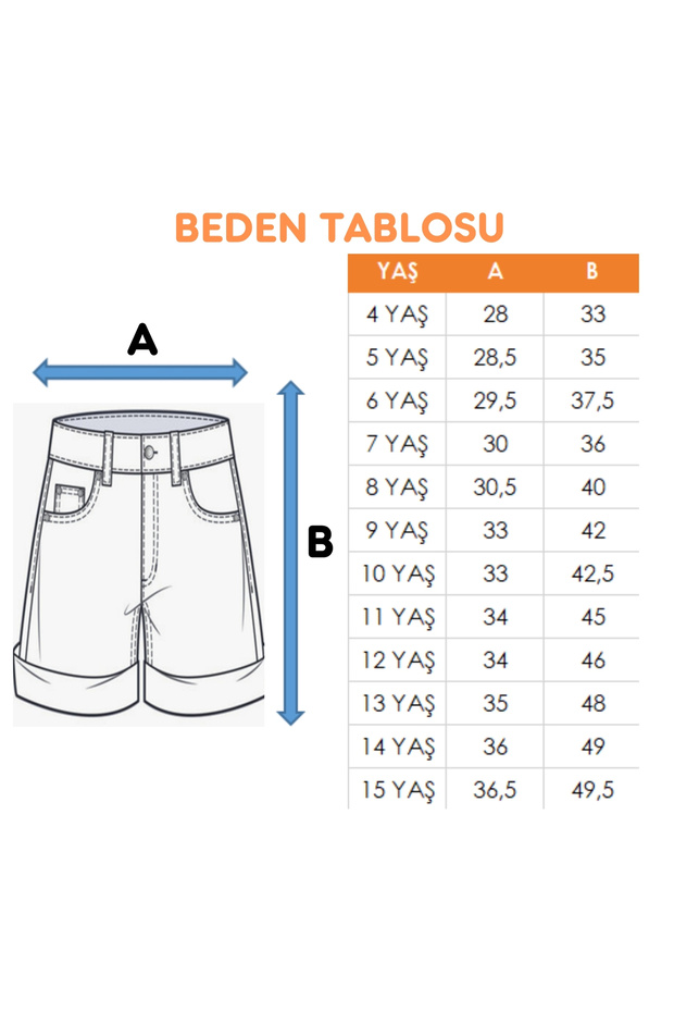 Kız Çocuk Şeritli Kot Şort Etek 2875 - 5