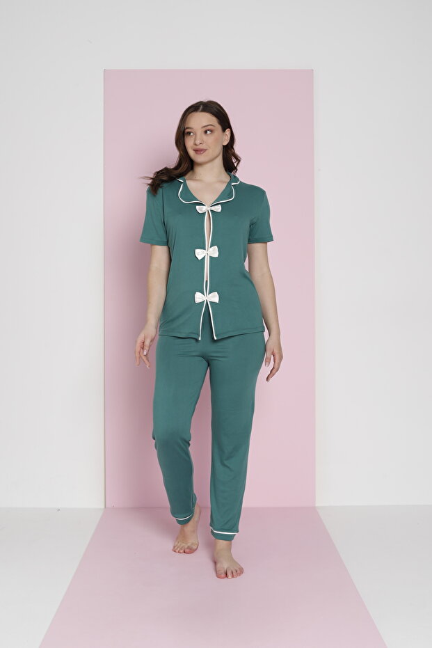BAMBOO FİYONKLU PİJAMA TAKIMI - 2