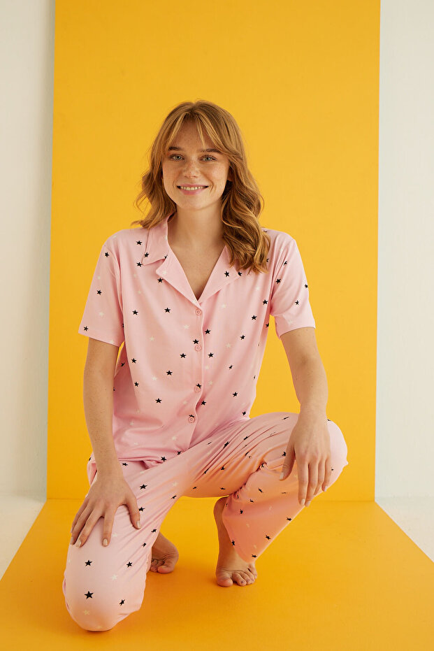 BAMBOO DÜĞMELİ PİJAMA TAKIMI - 1