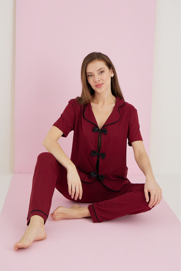 BAMBOO FİYONKLU PİJAMA TAKIMI - 1