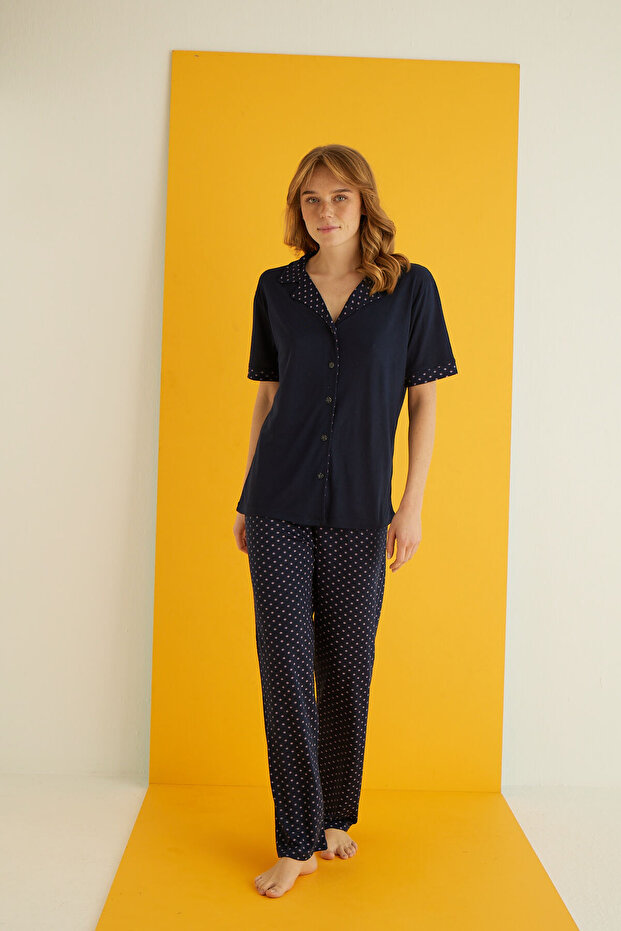 VİSKON DÜĞMELİ PİJAMA TAKIMI - 2