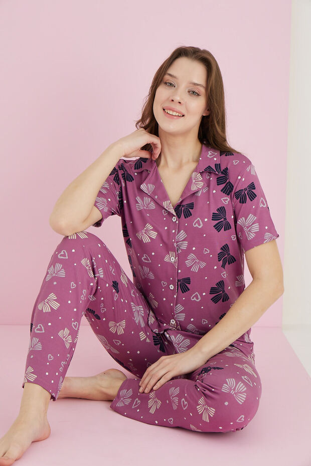 BAMBOO DÜĞMELİ PİJAMA TAKIMI - 1