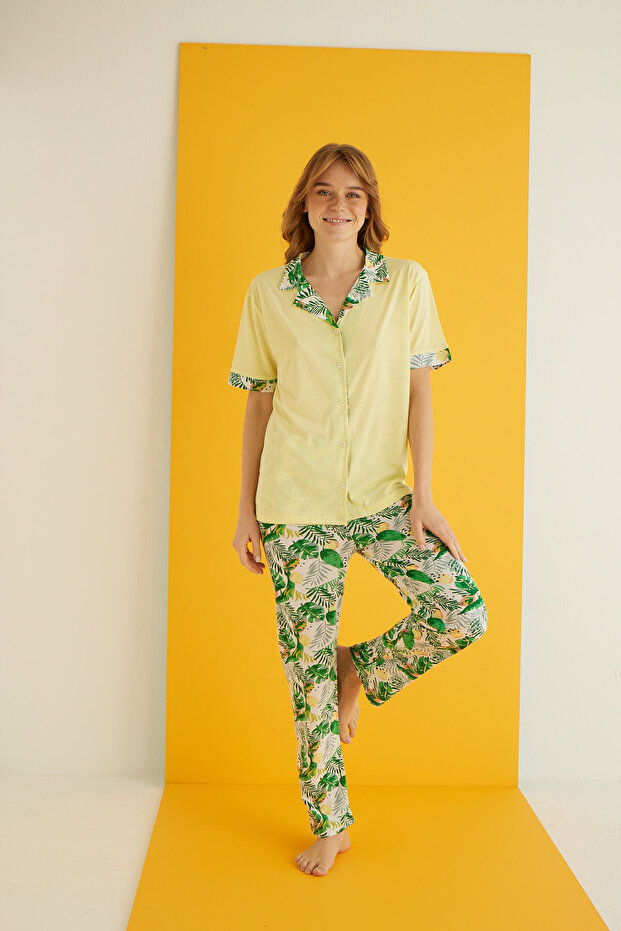 Viscose Buttoned Pajama Set - 2