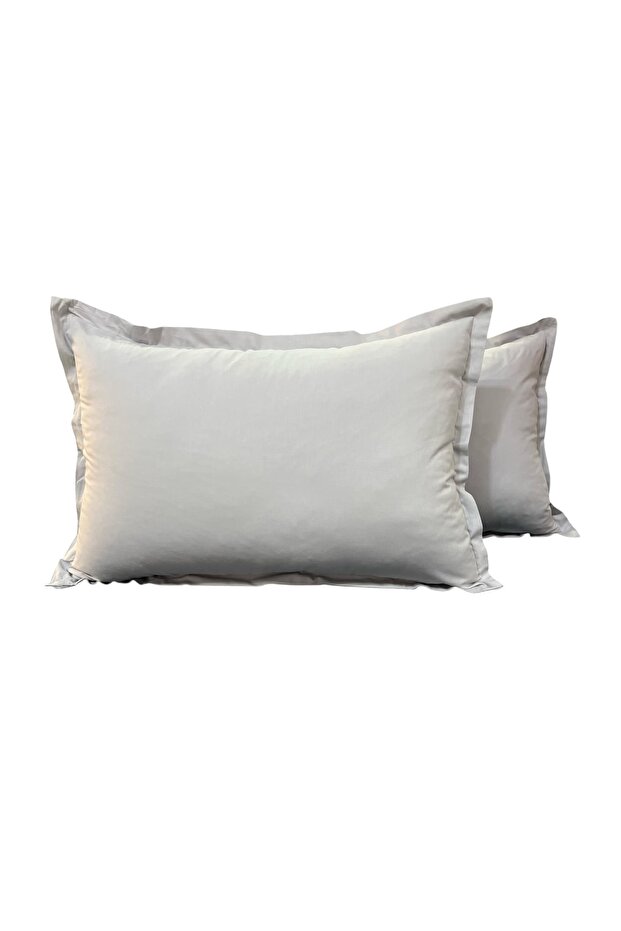 100% Cotton 2-Piece Pillowcase Set with Hidden Zipper in Gray