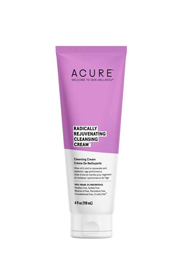 Rejuvenating Cleansing Cream - Foaming Facial Cleanser with Olive Oil, Cocoa Butter & Mint - 4 oz