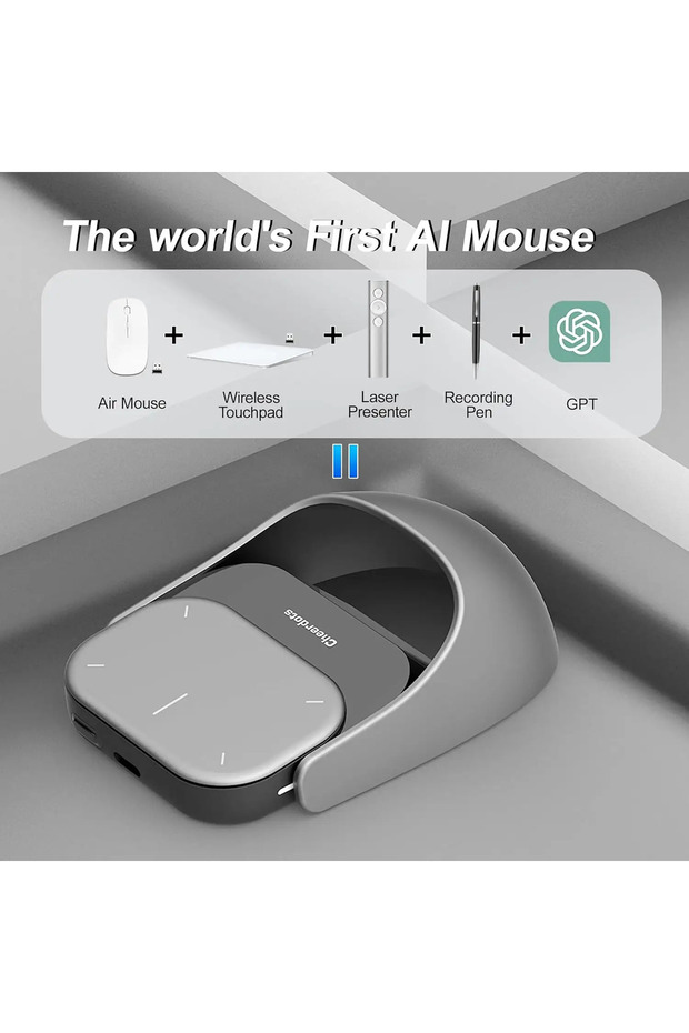 AI Destekli Kayıt Mouse | Akıllı Ses Kayıt & Lazer Pointer Tek Tuşla Ses Kaydı & AI Transkripsiyon - 1