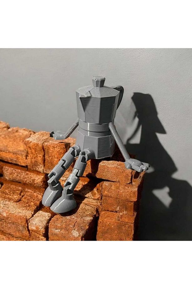 Kahve Köşesi Sevimli Biblo Seti 3lü Kahve Çekirdeği, Bej Kahve Kupası, Moka Pot, Coffee Set - 3