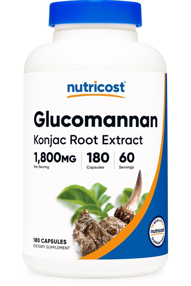Glucomannan 1,800mg Per Serving, 180 Capsules - Natural Fiber Source, Non-GMO, Gluten Free