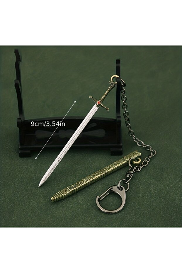 Champagne Unedged Metal Ancient Famous Sword Key ring Pendant Bag Pendant Interesting Key ring