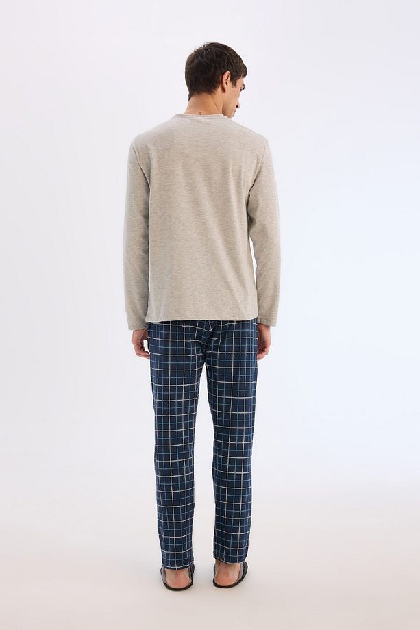 Regular Fit Pijama Takımı Uzun Kollu Üst Kareli Uzun Alt Z6566AZ25SP - 7